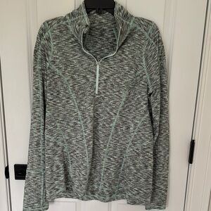 Zella Green and Gray Long Sleeve Polo Tee